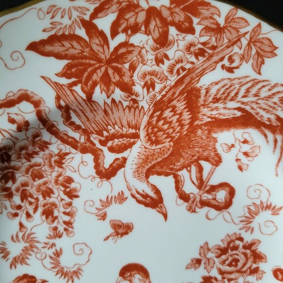 Royal Crown Derby Red Aves Pattern Salad Plate 8.375", Bird Plate - Picture 2 of 7